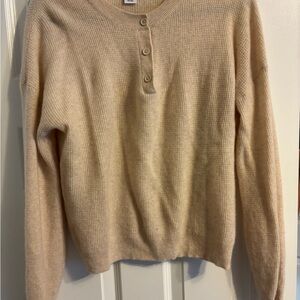 Women's Cream Cashmere Henley Sweater